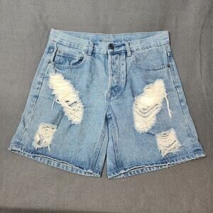 Scout Womens Shorts Large (32x7) Button Fly High Rise Distressed Baggy Casual